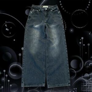 y2k dark-washed denim high waisted baggy jeans